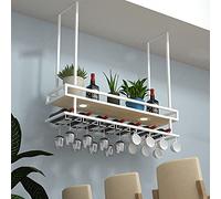 CORNLYYUMI Portabicchieri da Vino da soffitto Moderno, mensole galleggianti, in Ferro battuto, Appeso Capovolto, mobiletto per Il Vino, Decorazione da Bar, rastrelliere di stoccaggio