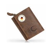 Corno d´Oro Piccolo portafoglio da donna in pelle, con blocco RFID e scomparto per monete, per 5 carte in confezione regalo, Braun Hunter, s, Minimalista