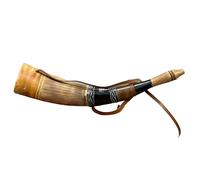 Corno da guerra tradizionale vichingo con cinturino in pelle, design celtico decorativo, corno da guerra vichingo, tromba da battaglia da 45,7 cm, realizzata in autentico corno di bue di alta qualità