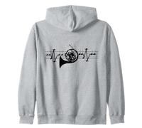 Corno della Foresta, Note ECG, Musica, Battito Cardiaco, Hornist Felpa con Cappuccio