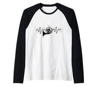 Corno della Foresta, Note ECG, Musica, Battito Cardiaco, Hornist Maglia con Maniche Raglan
