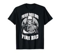 Corno Francese Buon Fuoco Cattivo Divertente Hornist Giocatore Frankenstein Maglietta