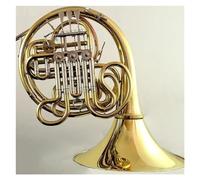 Corno Francese Doppio A 4 Tasti in Ottone Laccato Oro, Tono SIB/Fa, con Custodia E Accessori Kit Corno Francese