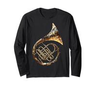 Corno Francese Music Instrument Motivo Illustrazione Corno Francese Maglia a Manica