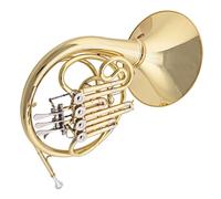 Corno francese portatile Corno francese in Si bemolle per principianti strumento laccato oro a quattro tasti a singola
