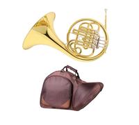 Corno Francese Professionale Strumento In Corno Francese A Fila Singola Con Corpo In Ottone Laccato Oro, Corno Francese In Si Bemolle Integrato Con Custodia