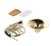 Corno Francese Professionale Strumento Per Corno Francese Diviso In Ottone Laccato Oro A 3 Tasti A Fila Singola Con Custodia Per Bocchino
