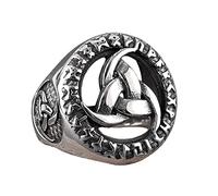 Corno Triplo Vichingo di Anello Runico Odino, Nordico Runico Donne Uomini Anello In Acciaio Inossidabile, Medioevo Fatto A Mano Vintage Asatru Pagani Gioielli Scandinavi