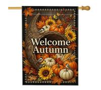 Cornucopia - Bandiera per la casa, con zucche rustiche stagionali, girasole, autunnale, arancione, in iuta su entrambi i lati, grande bandiera da giardino per esterni, cortile, prato, patio, porta