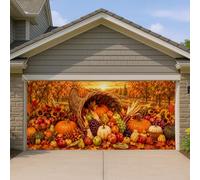 Cornucopia Copertura per porta del garage, autunnale rustico, zucca, zucca del Ringraziamento, sfondo arancione per porta del garage, decorazione per la casa per cortile, esterno e interno, sfondo per