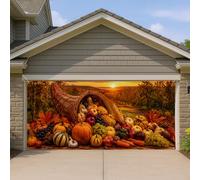Cornucopia Copertura per porta del garage, Giorno del Ringraziamento Rustico Zucche Uva Autunno Arancione Garage Porta Sfondo Decorazione per la Casa per Cortile Patio Esterno Interno Feste Sfondo 400