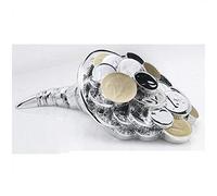 Cornucopia Porta Soldi in Resina Argentata con Soldi Oro e Argento misura 13,5x8x4,5 cm soprammobile unico, idea regalo, centrotavola - Scatola Regalo Inclusa, Made In Italy