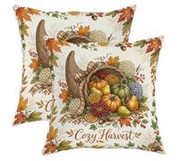 Cornucopia - Set di 2 federe per cuscini, rustiche, con cerniera nascosta, con cerniera nascosta, decorazione per casa, camera da letto, soggiorno, divano, 45 x 45 cm