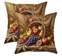 Cornucopia - Set di 2 federe per cuscini, rustiche e tradizionali, con cerniera nascosta, decorazione per soggiorno, camera da letto, loft, ufficio, auto, 30,5 x 30,5 cm
