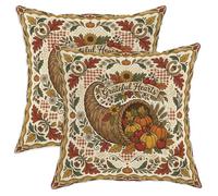 Cornucopia - Set di 2 federe per cuscini tradizionali rustiche con zucche e foglie del Ringraziamento, con cerniera nascosta, per soggiorno, camera da letto, loft, ufficio, auto, decorazione 35,5 x