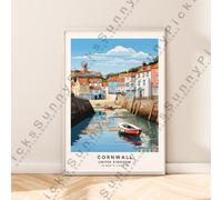 Cornwall Art Poster Viaggi Stampa Arredo Casa Illustrazione Opera D'Arte Regalo