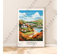 Cornwall Inghilterra Stampa Viaggi Poster Arredo Casa Illustrazione Art Regalo