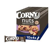 Corny Nuts Barrette Frutta Secca e Uvetta, 10 Conf. 4x24g | Snack ai cereali, senza olio di palma, fonte di fibre, merenda a scuola, energia naturale, colazione, in famiglia