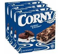 CORNY Original |24 Barrette ai Cereali Cookies&Cream, Zero Conservanti, 4 Confezioni da 6 barrette x 23g fiocchi di cereali integrali tostati