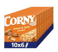 CORNY Original | 60 Barrette ai Cereali con Arachidi, Zero Conservanti, 10 Confezioni da 6 barrette x 25g