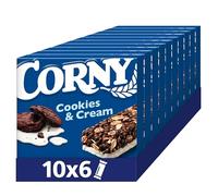 CORNY Original | 60 Barrette ai Cereali Cookies&Cream, Zero Conservanti, 10 Confezioni da 6 barrette x 23g