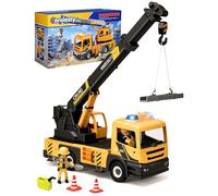 Coroiesty Gru Camion con Modulo Luce Suono, Verricello Ruote in Gomma | Grandi da Assemblare con Luci e Sirena, Veicolo di Soccorso per Bambini e Bambine, Estraibile, batteria non inclusa