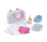 Corolle - Cofanetto accessori per pannolini floreali, 7 accessori, per bambole, 36 cm, dai 2 anni, 9000141810