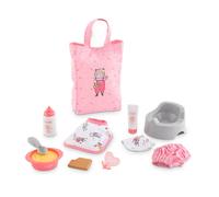 Corolle - Large Accessories Set for Mon Premier Poupon 12"" Baby Dolls, 11-piece set includes Bottle, Bib, Diaper, Potty, Pacifier, Tote Bag and more