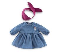 Corolle - Vestito in Jeans a Manica Lunga & Foulard Piccolo Explorer, Indumento Poppon 30 cm, da 18 Mesi, 9000111220