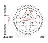 CORONA 44 DENTI PASSO 420 NERA DIAM.INT. 070 - CERCHIO FORI 090