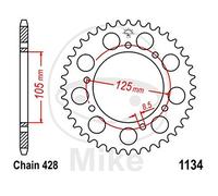 CORONA 48 DENTI PASSO 428 NERA DIAM.INT. 105 - CERCHIO FORI 125