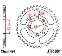 Corona a 41 denti in Acciaio nera JT Sproket JTR801.41 Passo 420