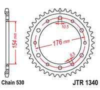 Corona a 43 denti in Acciaio JT Sproket JTR1340.43 Passo 530