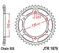 Corona a 43 denti in Acciaio nera JT Sproket JTR1876.43ZBK Passo 525