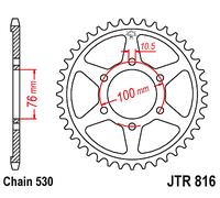 Corona a 45 denti in Acciaio nera JT Sproket JTR816.45ZBK Passo 530