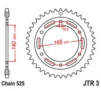 Corona a 47 denti in Acciaio nera JT Sproket JTR3.47ZBK Passo 525