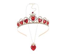 Corona a Cuore con Pietre Decorative per Donna, Set Collana | Lega Leggera, Stile Romantico e Nobile, per Abito da Festa, Acconciatura da Sposa, Gara e Cosplay
