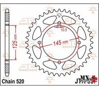 CORONA ACCIAIO YAMAHA XT 600 1983-2003 JT JTR857.45 45 DENTI PASSO 520 NERA