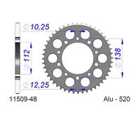 Corona Afam Alluminio Ultralight 11509-Passo 520 Per Moto Ricambi Accessori