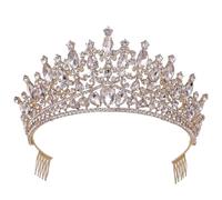 Corona alta da sposa con pettine: diadema nuziale delicato con strass