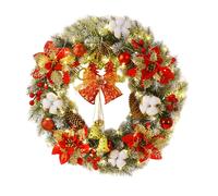 Corona Artificiale 40cm Rosso e Oro con Luci LED Scintillanti Decorazione Festiv