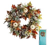 Corona autunnale - 1/2 pezzi 45 c corona artificiale in mirtillo, artificiale autunno zucche ghirlanda, foglia artificiale del Ringraziamento, falsa pianta, per interni per caminetto e Natale