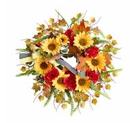 Corona autunnale artificiale 50 cm con girasole per decorazione raccolta porta a
