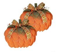 Corona autunnale di zucca con fiocchi e bacche, retro in feltro per proteggere la porta, rivestimento opaco contro lo sfilacciamento, per finestre, porte, pareti, 40 cm, arancione, per il giorno del