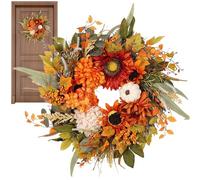 Corona autunnale - Hanger della Porta della Corona del Ringraziamento | Ornamento artificiale festivo da 15 Pollici | Decorazione Utumn con Foglie, Zucche e Bacche p