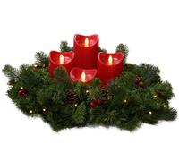 Corona Avvento Artificiale Catena Lampadine LED Candele Ø 40cm Ghirlanda Tavolo