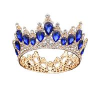 Corona barocca Croona di sposa da sposa Tiara Diadem Prompetta per i capelli per le faccende di capelli e corona Ornamenti per la testa della fascia (corona blu oro)