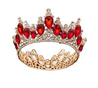 Corona barocca Crown da sposa da sposa tiara diadema ballo di ballo per matrimoni per capelli per capelli e corona ornamenti per la testa della fascia (corona rossa oro)