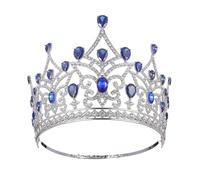 Corona Barocca Miss International Queen Zircone Grande For Concorso Facile Da Indossare(Blue)