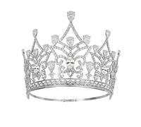 Corona Barocca Miss International Queen Zircone Grande For Concorso Facile Da Indossare(Silver)